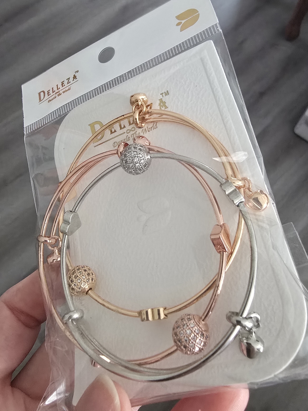 Bracelet Bangle Set Of 3 Silver Gold & Rose Gold Fashion Jewelry Runway Stainles